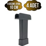 U Geçme Gri Plastik Ayarlı Ayak Mobilya Masa ve Dolap Ayağı(Gri)(6cm - 10CM) - 10cm - 4 ADET