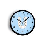 U Harfi Erkek Odası Duvar Saati - 30cm - Önü Camlı Siyah Kasa - Sessiz Mekanizma, JH0958S30SKP