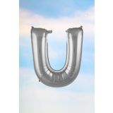 U Harfi Gümüş Folyo Balon 100 Cm 40 İnç 1 Metre Silver