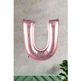 U Harfi Rose Gold Folyo Balon 100 Cm 40 İnç 1 Metre Baş Harf Balon