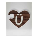 Ü Harfi (Sağ Parça) – Ahşap Puzzle Kalp Harf Magnet – Buzdolabı Süsü – İkili Uyumlu (kod:1042)