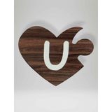 U Harfi (Sol Parça) – Ahşap Puzzle Kalp Harf Magnet – Buzdolabı Süsü – İkili Uyumlu (kod:1039)