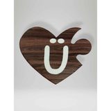 U Harfi (Sol Parça) – Ahşap Puzzle Kalp Harf Magnet – Buzdolabı Süsü – İkili Uyumlu (kod:1041)
