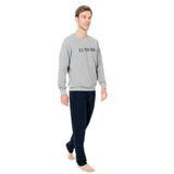 U.. POLO ASSN. 2 İplik Kışlık Pijama Takım, S, USPA18934W25-26, Gri Melanj, erkek