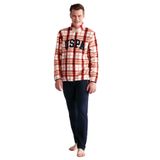 U.. POLO ASSN. Polar Pamuklu Pijama Takımı, S, USPOLO-2024-Kış-E27, Turuncu, erkek