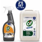 U-Pro Cif Bulaşık Makinesi Deterjanı 10 L + Yağ Çözücü Sprey 750 ml 2’li Profesyonel Mutfak Seti