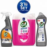 U-Pro Cif Çok Amaçlı Yüzey Temizleyici 5 L + Yağ Çözücü Sprey 750 ml + Krem Temizleyici 750 ml 3’lü Temizlik Seti - Beyaz