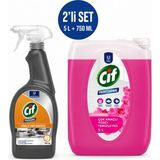 U-Pro Cif Çok Amaçlı Yüzey Temizleyici Orkide Bahçesi 5 L + Yağ Çözücü Sprey 750 ml 2’li Temizlik Seti - 5750 ML