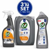 U-Pro Cif Yağ Çözücü 5 L + Yağ Çözücü Sprey 750 ml + Krem Temizleyici 750 ml 3’lü Profesyonel Mutfak Temizlik Seti - Beyaz