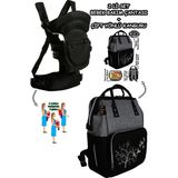 U.s.f Ergonomik Bebek Taşıma Kangurusu Bebek Kanguru & Bebek Bakım Çantası 2'li Set - Siyah - Gümüş