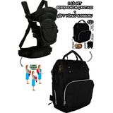 U.s.f Ergonomik Bebek Taşıma Kangurusu Bebek Kanguru & Bebek Bakım Çantası 2'li Set - Siyah