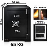 U.S.F Ev ve Ofis İşyeri Büro Tipi Altın Nakit Silah Ziynet Evrak Kıymetli Eşya Güvenli Anahtarlı Çelik Para Kasası 55 cm 65 kg - Renkli
