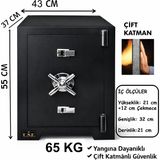 U.S.F Ev ve Ofis İşyeri Büro Tipi Altın Nakit Silah Ziynet Evrak Kıymetli Eşya Güvenli Anahtarlı Çelik Para Kasası 55cm 65kg - Gri