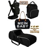U.S.F Portbebe Ana Kucağı + Bebek Bakım Çantası + Bebek Taşıma Kanguru Siyah Renk 3-15 kg Taşıma Kapasitesi