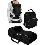 U.S.F Portbebe Ana Kucağı + Bebek Taşıma Kanguru + Bebek Bakım Çantası 3'lü Set Siyah Renkli Ergonomik Tasarım