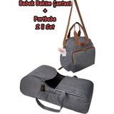 U.S.F Portbebe Ana Kucağı Puset + Hastane Çıkışı Anne Bebek Bakım Çantası 2 Li Set - Gri (Stone)