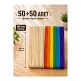 u.s.m ucuzsanalmarket Ahşap Dil Çubuğu Naturel 100'lü Paket Geniş 150*18 Mm 50 adet + 50 adet