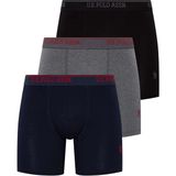 U.S.POLO 80454 ERKEK 3 LÜ LİKRALI COTON UZUN PAÇA SİYAH-ANTRASİT-LACİVERT BOXER - M - Siyah - Antrasit - Lacivert