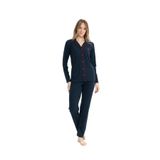 U.S. Polo Assn. 11000 Kadın Boydan Düğmeli Patlı Uzun Kol Pijama Takım