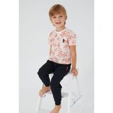 U.S. Polo Assn. 1358 Flowered Erkek Çocuk Kısa Kol Pijama Takım - 5 - 6 Yaş - Vanilya