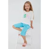 U.s. Polo Assn. 1401 Kız Çocuk Yarım Kollu Kapri Pijama Takım