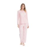 U.S. Polo Assn. 17108 Kadın Pembe Uzun Kollu Yuvarlak Yaka Pijama Takım