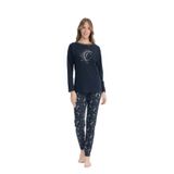 U.S. Polo Assn. 17118 Kadın Lacivert Uzun Kollu Yuvarlak Yaka Pijama Takım