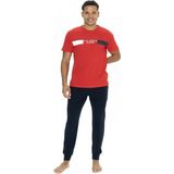 U.S. Polo Assn. 18888 Erkek Kısa Kollu Bisiklet Yaka Paçası Lastikli Pijama Takımı-Kırmızı