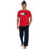 U.S. Polo Assn. 18899 Erkek Kısa Kollu Bisiklet Yaka Pijama Takımı-Kırmızı - XL
