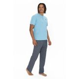 U.S. Polo Assn. 18907 Erkek Kısa Kollu Yakası Düğmeli Pijama Takımı-Mavi