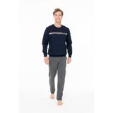 U.s. Polo Assn. 18925B Erkek Lacıvert Yuvarlak Yaka Uzun Kollu Pijama Takımı - Lacivert - 5XL