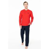 U.S Polo Assn. 18959B Erkek Pijama Takımı, Uzun Kollu, Üç Düğmeli Yaka, Kırmızı, 3XL Beden