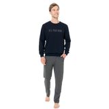 U.S. POLO ASSN. 2 İplik Kışlık Pijama Takım, L, USPA18934W25-26, Lacivert, erkek