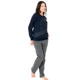 U.S. POLO ASSN. 2 İplik Kışlık Pijama Takım, L, USPA20123W25-26, Lacivert, kadın