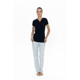 U.S. Polo Assn. 20060 Kadın Lacıvert Yarım Kollu Yarım Patlı Pijama Takımı