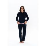 U.S. Polo Assn. 20110 Kadın Lacıvert Uzun Kollu Yuvarlak Yaka Pijama Takımı