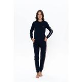U.S. Polo Assn. 20113 Kadın Lacıvert Uzun Kollu Yuvarlak Yaka Pijama Takımı