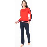 U.s. Polo Assn. 20116B Kadın Kırmızı Yuvarlak Yaka Uzun Kollu Pijama Takımı - 4XL