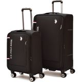 U.s. Polo Assn. 2’li Kumaş Valiz Seti (Kabin + Büyük) – Körüklü Geniş Hacimli, 8 Tekerlek PLVLZ807778 - Siyah