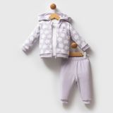 U.S. Polo Assn 3'lü Bebek Takımı Ceket Zıbın Pantolon Seti, 3 Yaş, 2771, Lila, Erkek