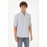 U.S. Polo Assn. 50306327-VR024 Gri Çizgili Beyaz Erkek Gömlek