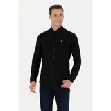 U.S. Polo Assn. Düğmeli Yaka Pamuk Slim Fit Gömlek Erkek Gömlek G081SZ0041826727 - Siyah