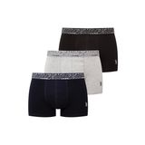 U.S. Polo Assn. Erkek 3'lü Boxer, Lacivert-İndigo-Gri, Pamuklu, Lastikli (Siyah - Lacivert - Gri Melanj, XL)