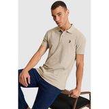 U.S. Polo Assn. Erkek Açık Haki Regular Fit Polo Yaka Basic Tişört 50326972-VR183 - XS
