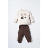U.s. Polo Assn. Erkek Bebek Baskılı Krem Uzun Kol Pijama Takım USB3180-C-V1 USB3180-C-V1 - 6 - 9 Ay