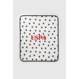 U.S. Polo Assn. Erkek Bebek Beyaz Battaniye, Yıldız Desenli,%100 Pamuk