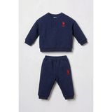 U.s. Polo Assn. Erkek Bebek Düğmeli Yaka Lacivert Uzun Kol Pijama Takım USB3169-C-V1 USB3169-C-V1 - 3 Yaş