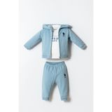 U.S. Polo Assn. Erkek Bebek Eşofman Takımı, Mavi, 6-9 Ay, 3'Lü Set