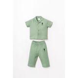 U.S. Polo Assn. Erkek Bebek Gömlek Yaka Nakışlı Yazlık Regular Fit Yeşil Pijama Takımı USB2947-C-V2