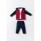 U.S. Polo Assn. Erkek Bebek Kırmızı Eşofman Takımı, 3 Parça, 3 Yaş